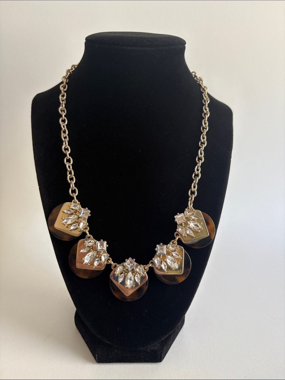 The Limited Gold Brown Shell Disc Statement Necklace Crystals